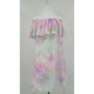 Eywasouls Isabel Off Shoulder Dress Womens M/L Tie Dye Pockets  Cotton Mini